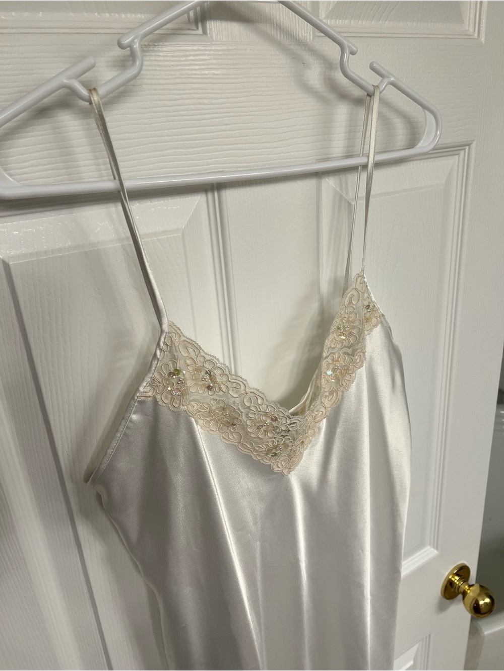 Silky Cream Lace-Trim Slip Chemise - Picture 2 of 6